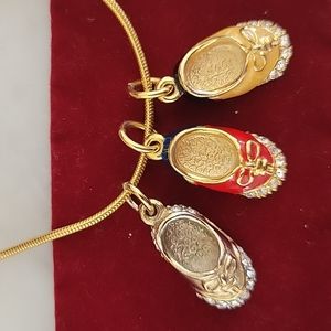 1990s Swarovski-style Necklace with 3 Shoe Charms